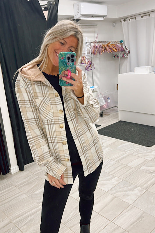 The Emma Plaid hoodie Shacket-SALE