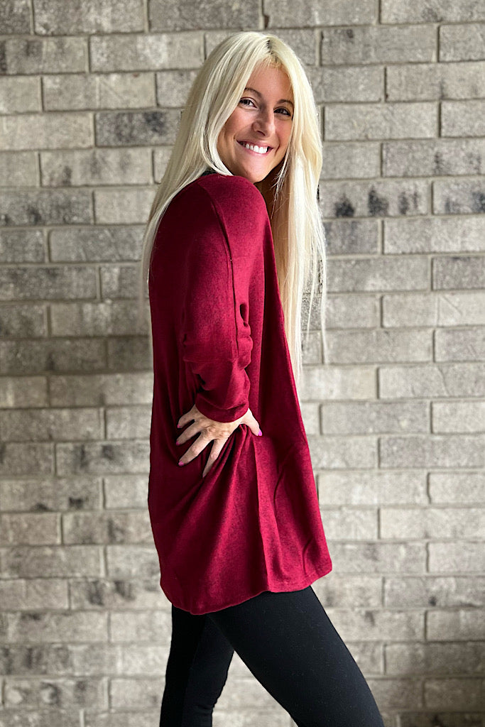 Burgundy Soft Brushed Oversized Tunic