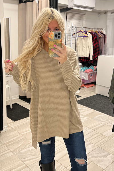 Stunning Light Mocha Boho Waffle Top