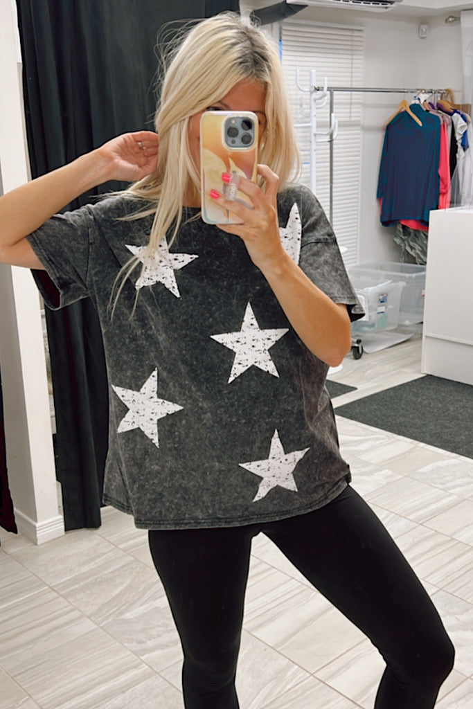 Black Vintage Star Top