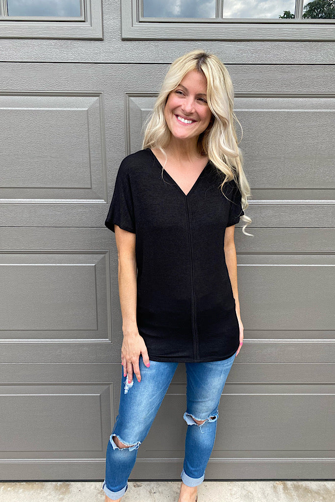 Something Special Black Lighweight Dolman Sleeve Top