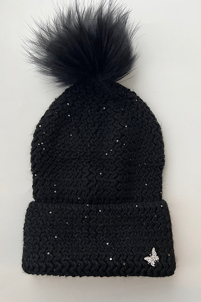 Black Shimmer Hat-SALE