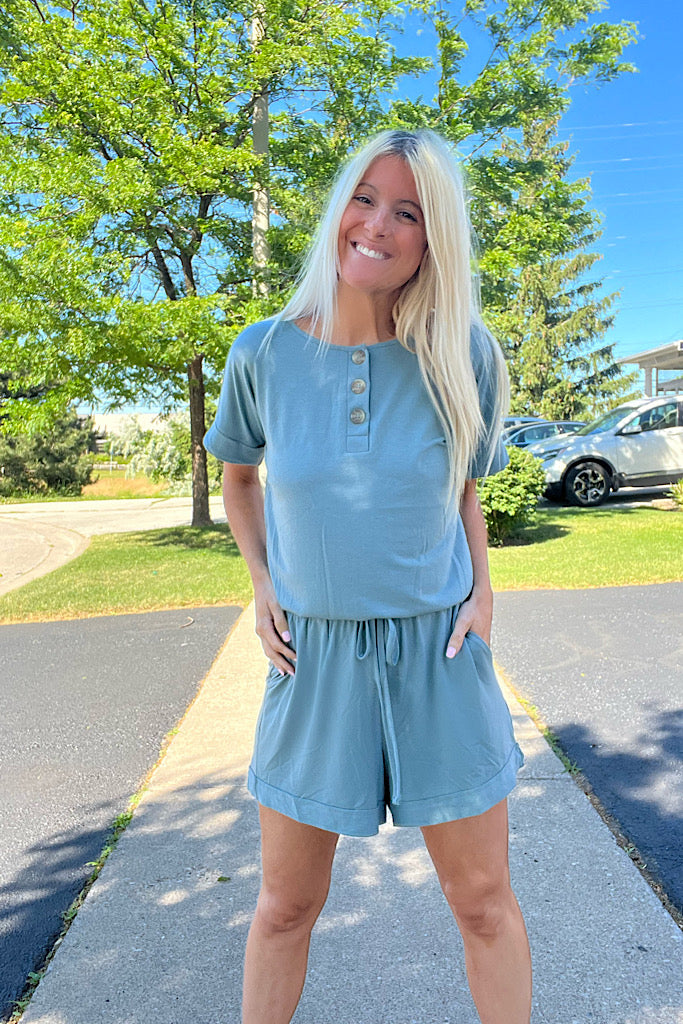Day At The Fair Blue Grey Romper