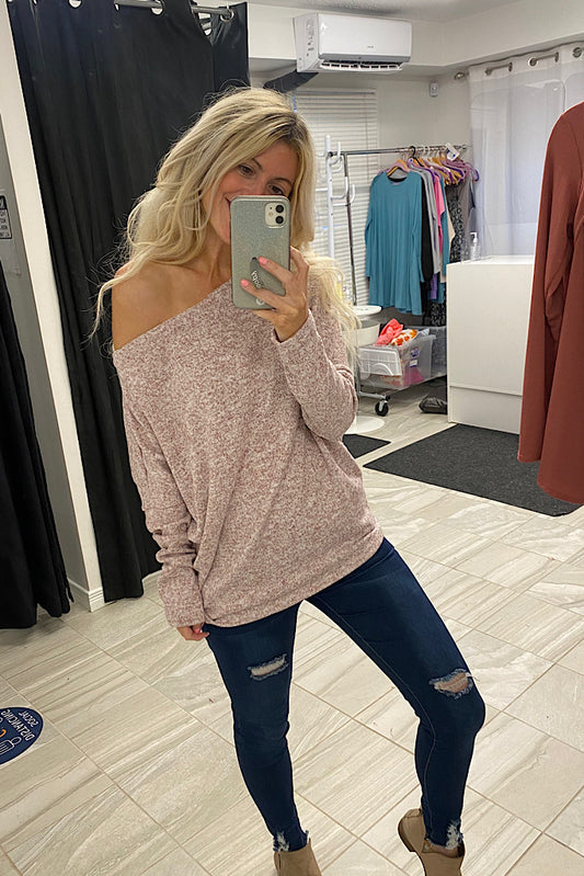 Burgundy Love Heathered Knit Top