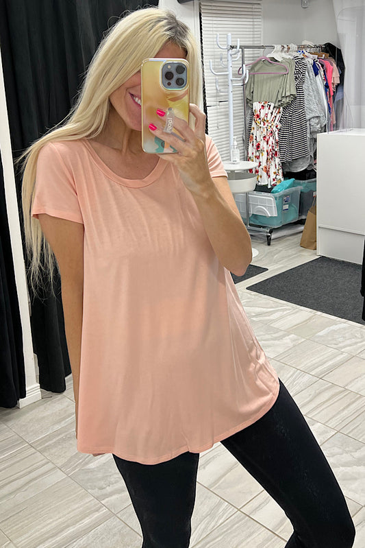 Solid Light Pink Classic Basic Tee-SALE