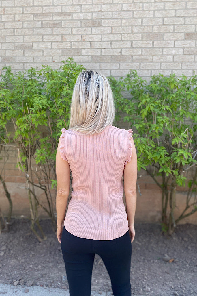 Blush Sleeveless Ruffle Knit Top-SALE