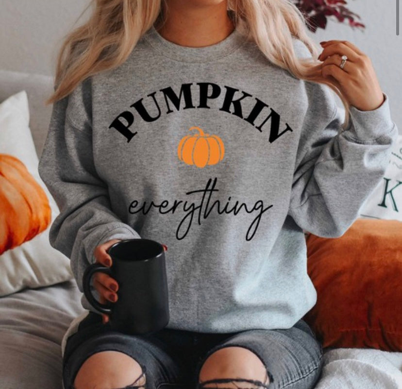 Pumpkin Everything Sweatshirt-GREY