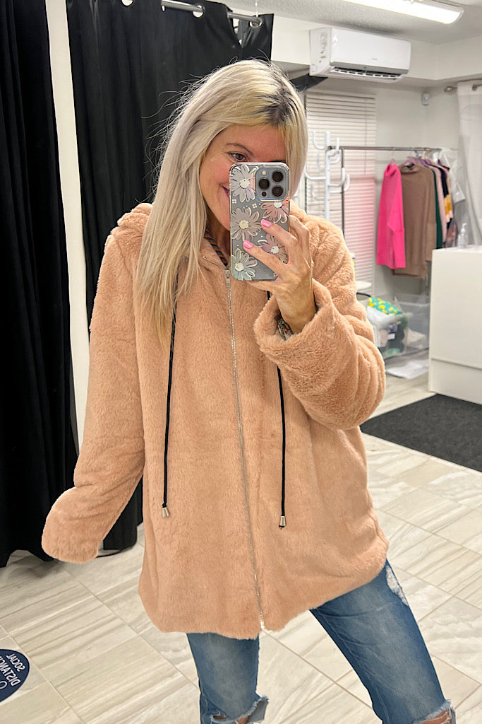 Pink Faux Fur Hooded Jacket- Weekend promo