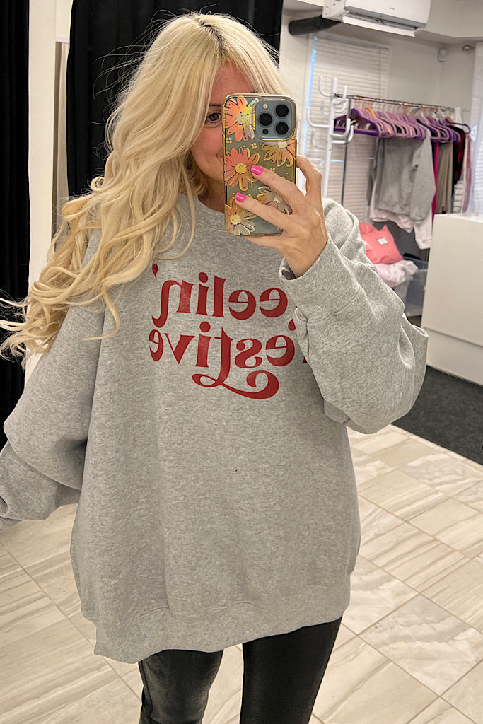 Pre Order Feelin Festive Sweatshirt-Grey