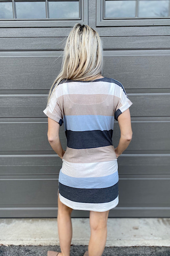 Girl Next Door Multi Colour Striped Pocket Dress