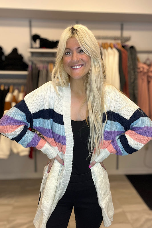 The Winnie Stripe Pocket Cardigan-SALE