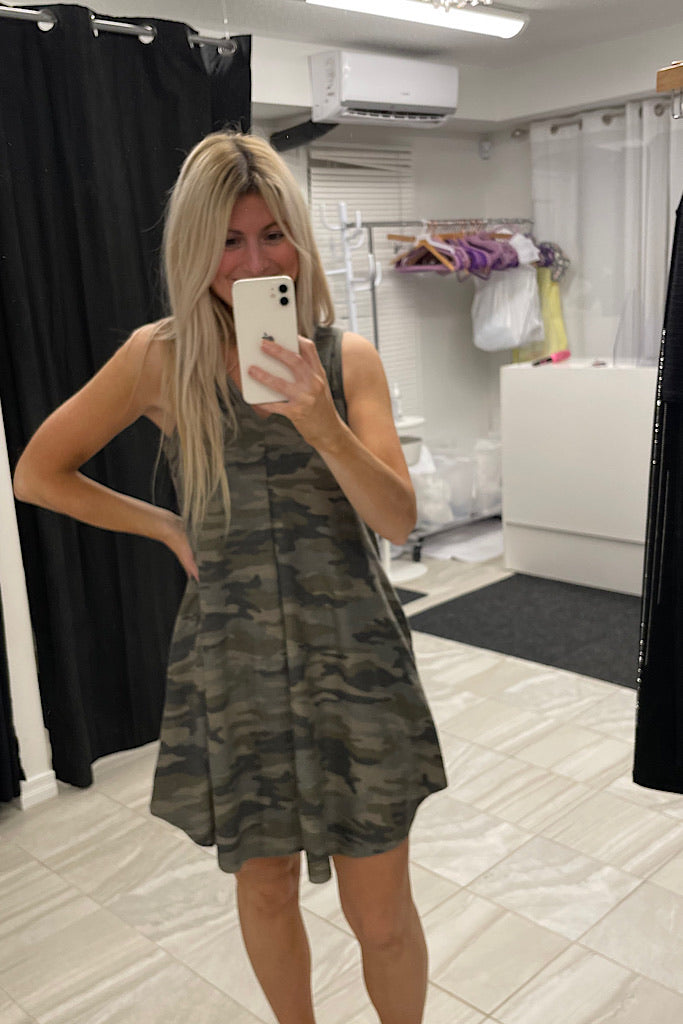 Camo Flowy Sleeveless Dress