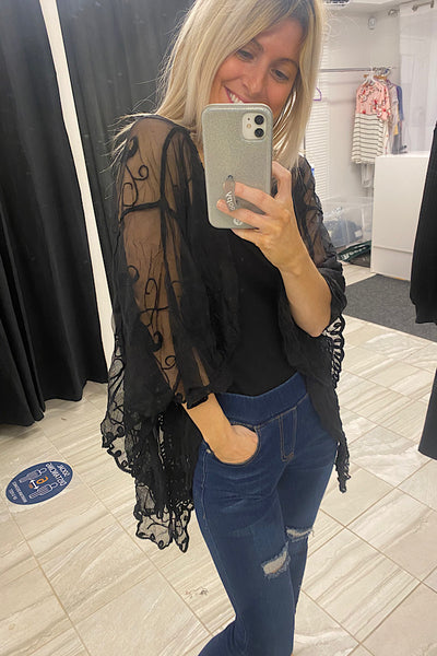 Black Butterfly Lace Kimono