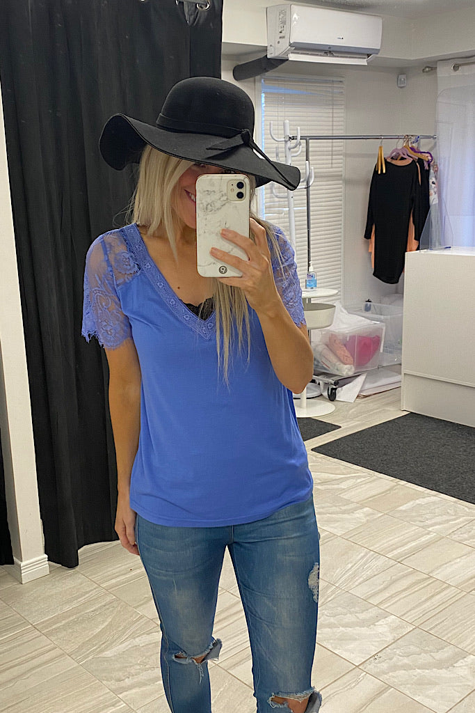 Pretty In Lace Periwinkle Top