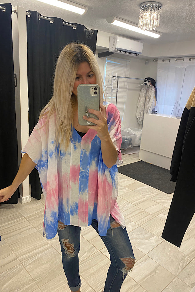 Tie Dye Tencel Woven Tunic Blouse