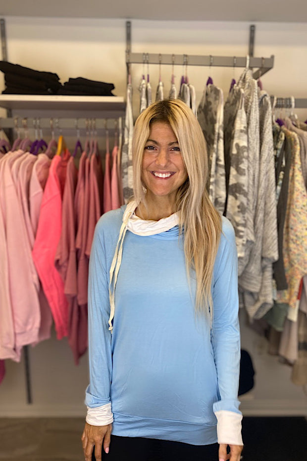 Pretty in Paradise Pullover- Baby Blue Mix