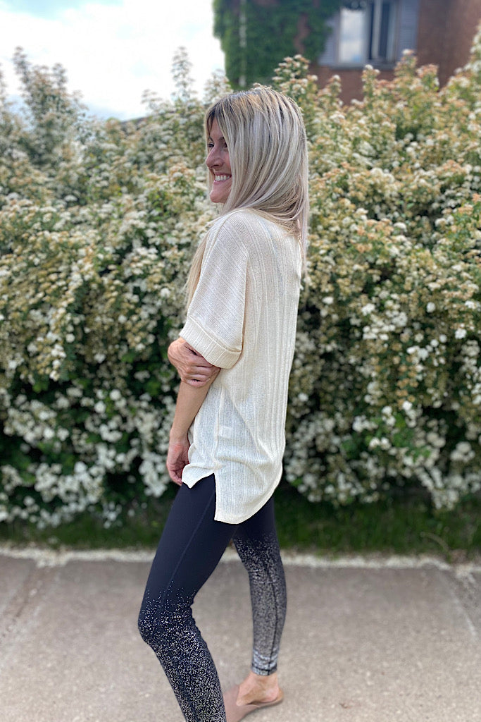 Summer Ivory Ribbed Sweater Top-Sale