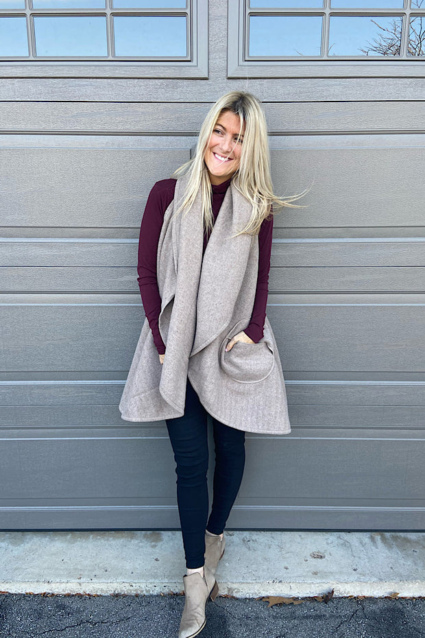 Beige Oversized Vest