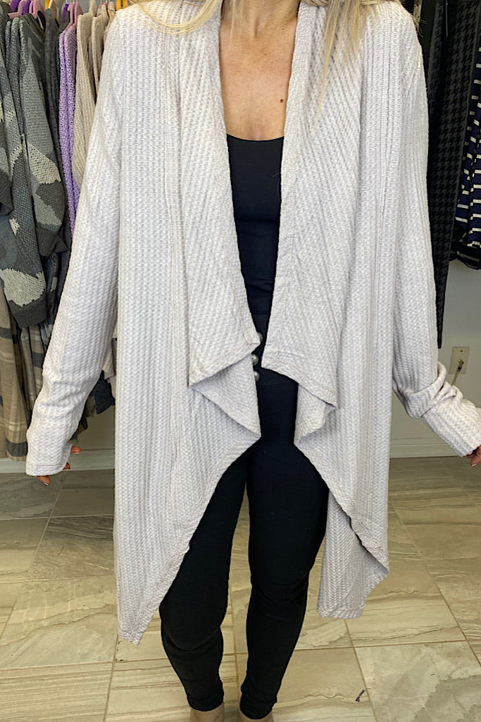 Silver Dashing Open Front Waterfall Cardigan