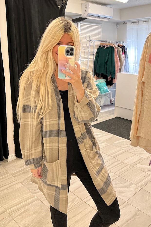 Samantha Plaid Soft Brushed Cardigan-SALE