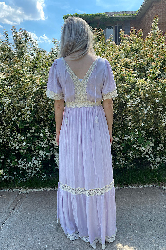 Lavender Lace Detail Maxi Dress-SALE