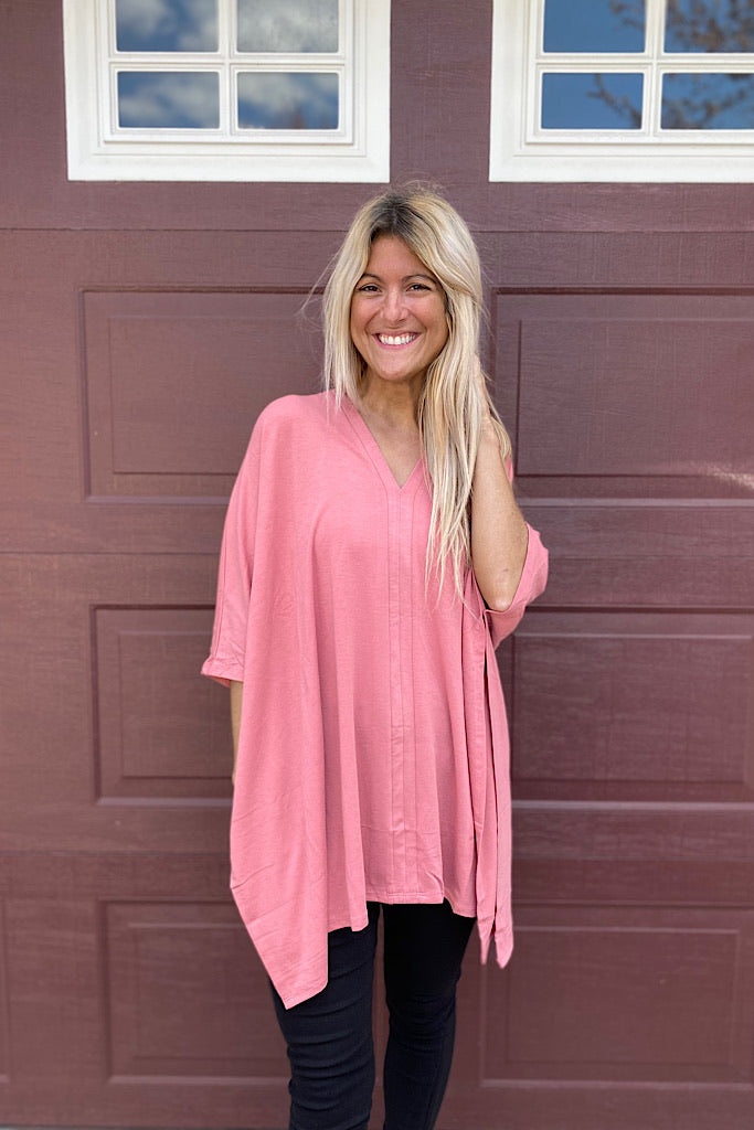 Oversized Boho Rose Summer Poncho Top-Promo