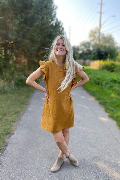 Carrie Gold Organic Cotton Dress