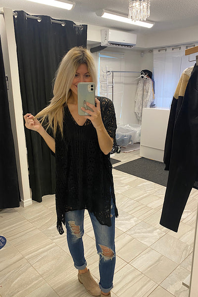 Pre Order Black Knitted Boho Style Cover Up