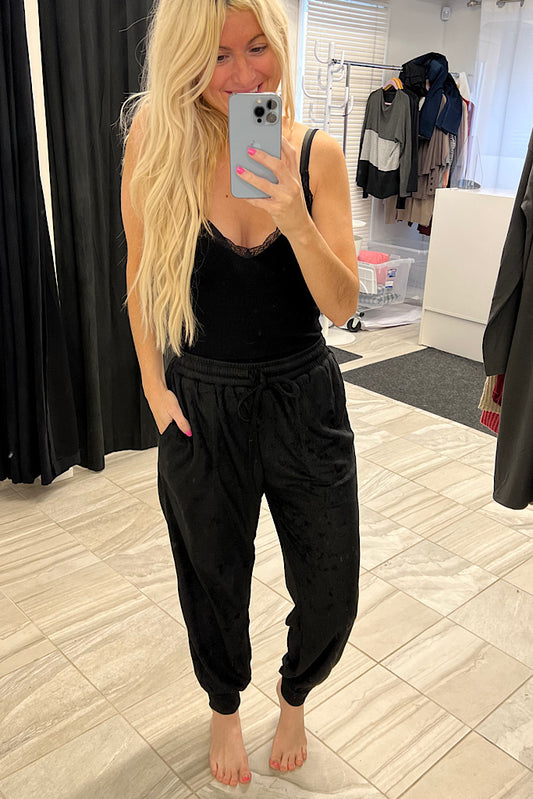 Cozy Samantha Black Joggers-SALE