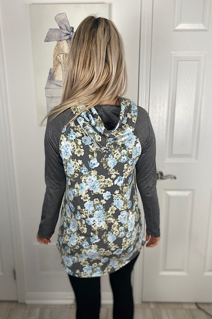 Floral Dreams Blue Floral Hoodie