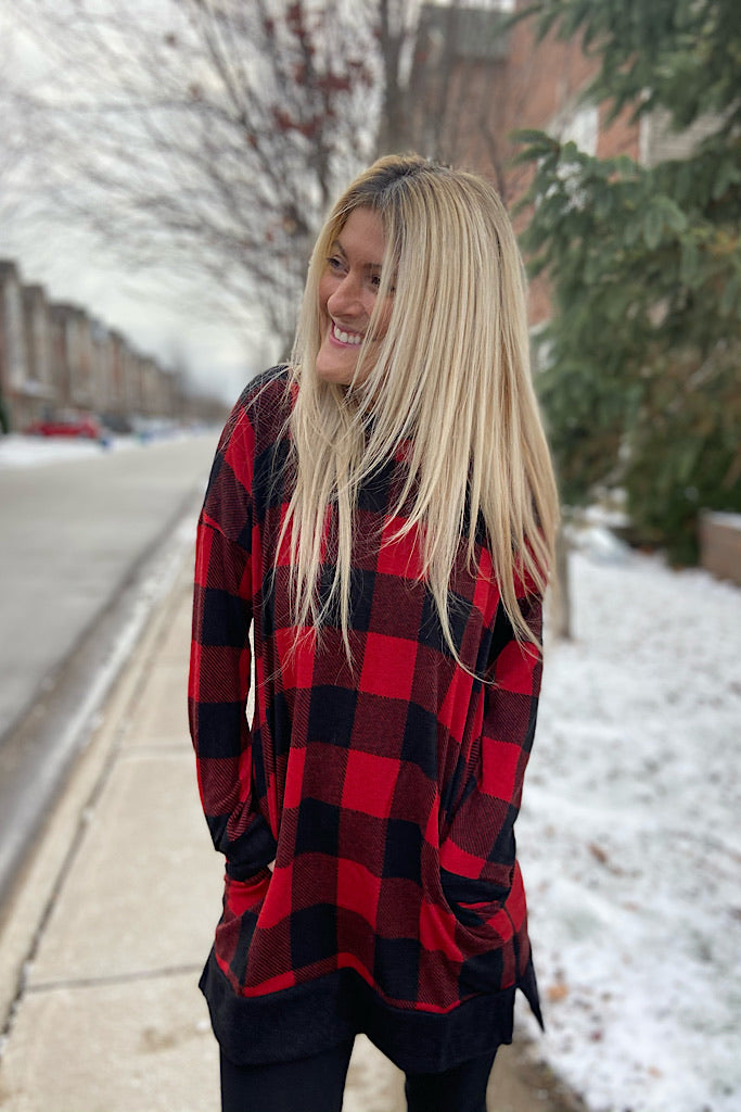 Red Plaid Long Tunic