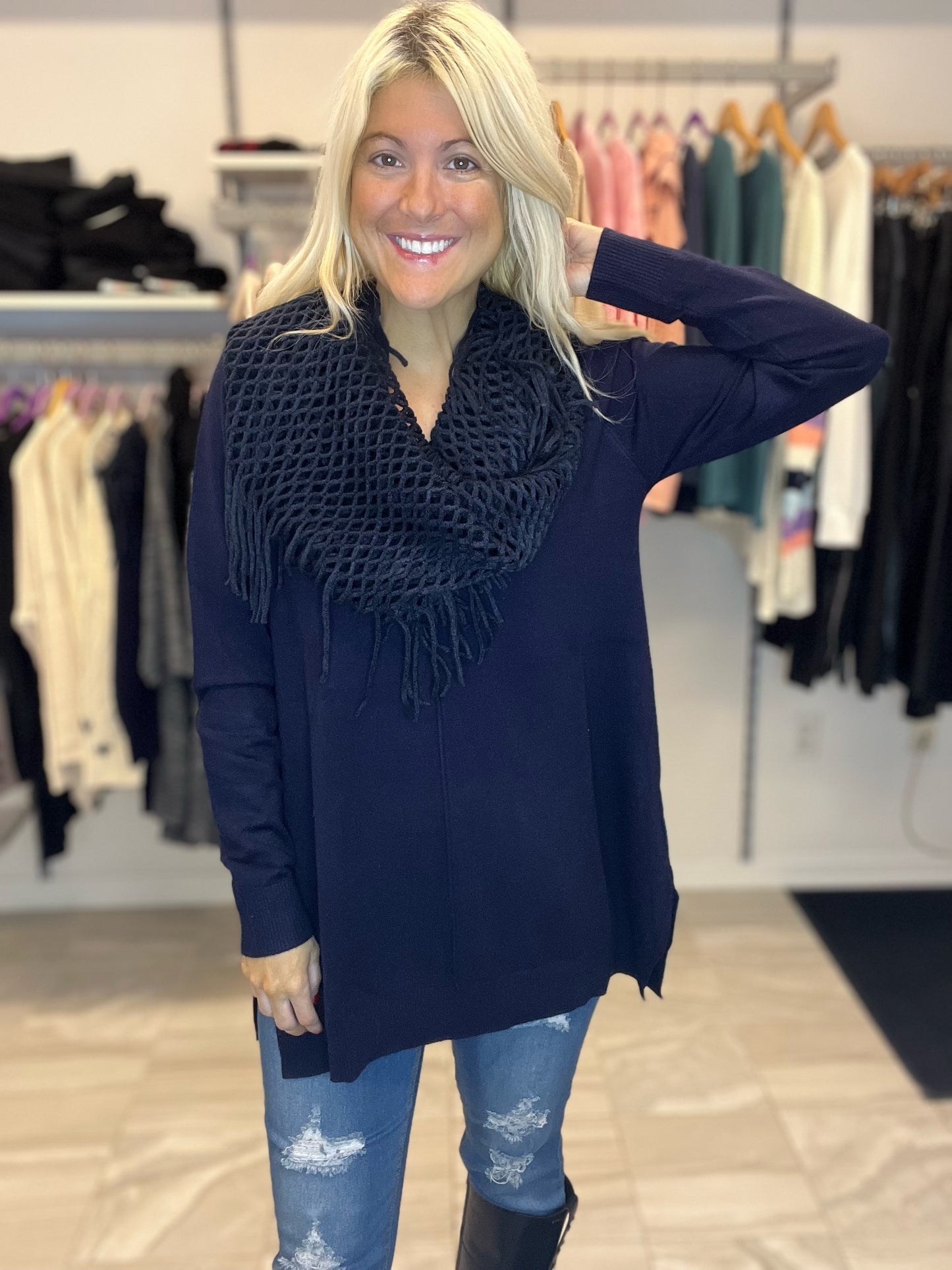 Tammie Cashmere Feel Elite Tunic With Scarf