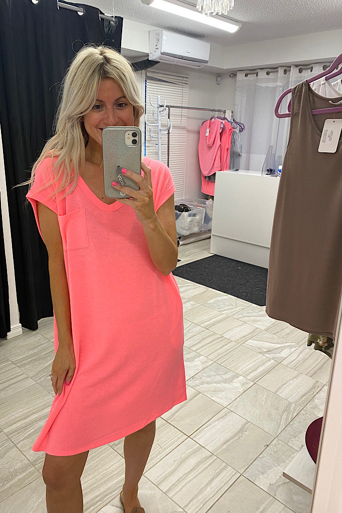 Neon Pink Dreamer Sleeveless Dress