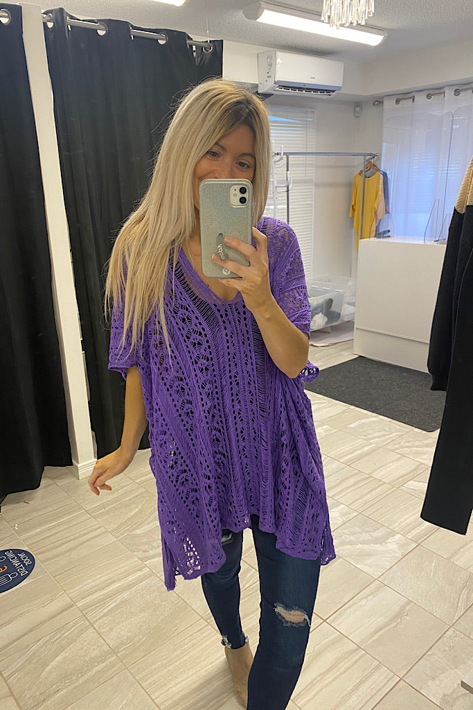 Purple Knitted Style Cover Up