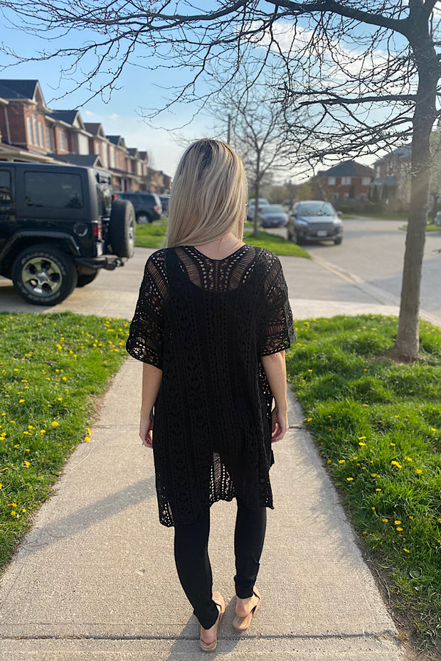 Pre Order Black Knitted Boho Style Cover Up