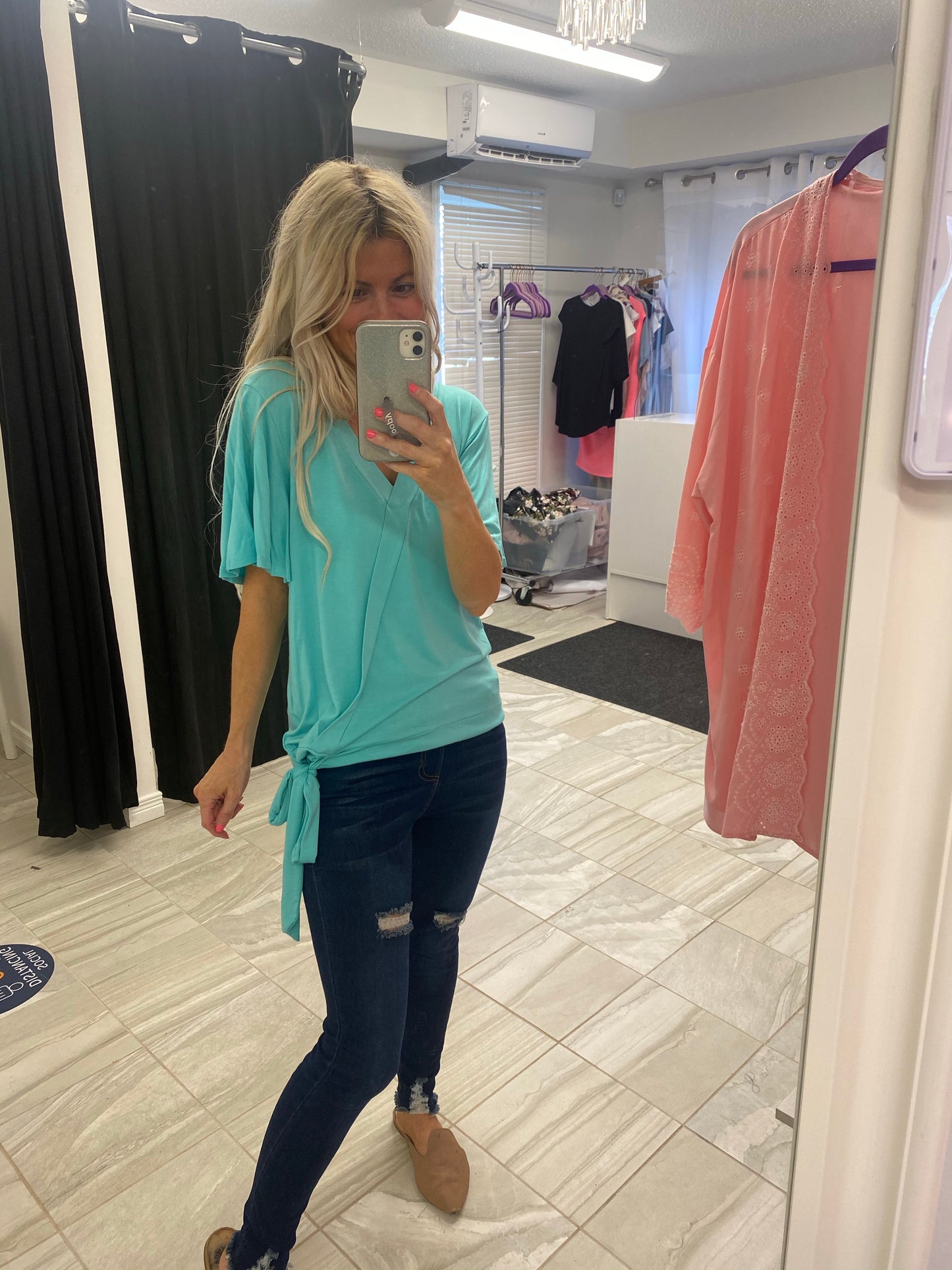 The Juliet Mint Wrap Top-Markdown