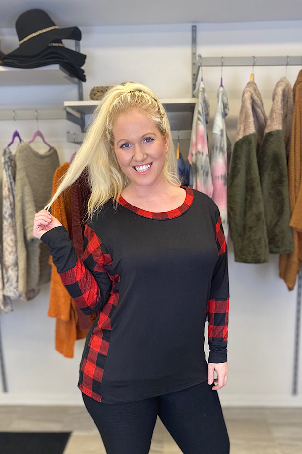 Red Plaid Country Farm Top