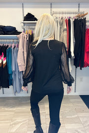 Take Me Out Lace Detail Top-Black