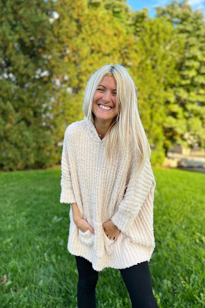 Cozy Marshmallow Poncho Hoodie Sweater