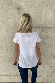 Jolie Off White Lace Trim V Neck Top-SALE
