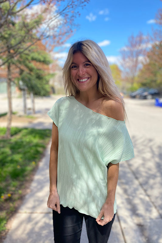 Mint Swirl Sage Woven Blouse