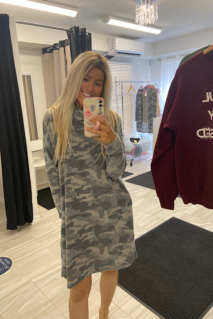 Camo Soft Turtleneck Dress