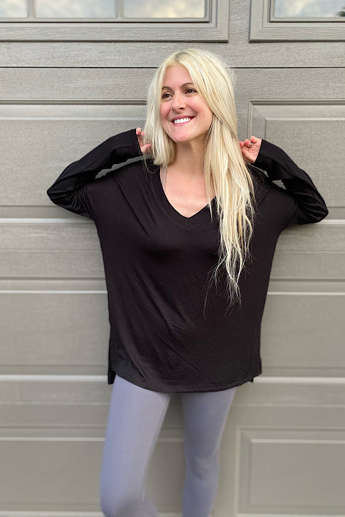 Black Lightweight Boho Top