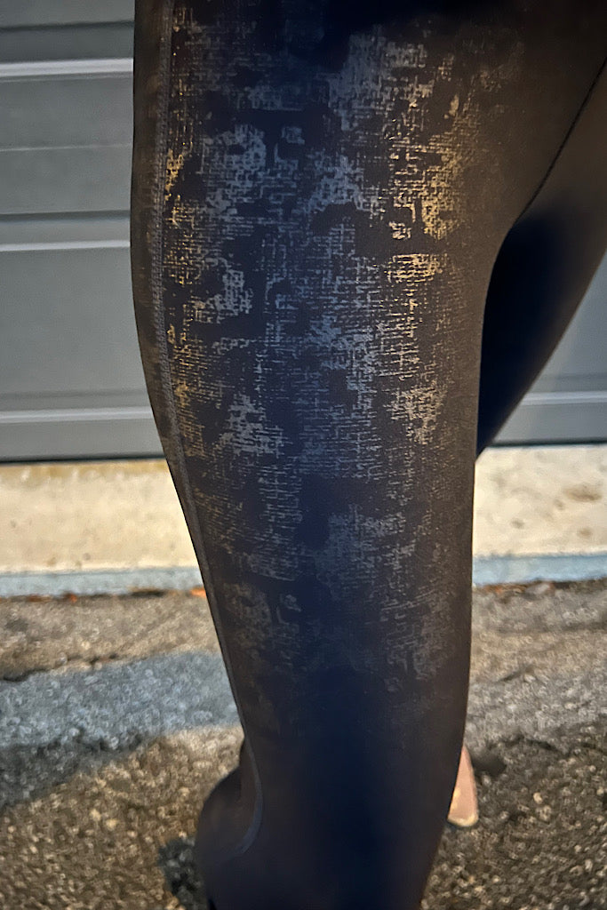 Faux Leather Look Crackle Foil Highwaisted Leggings-SALE