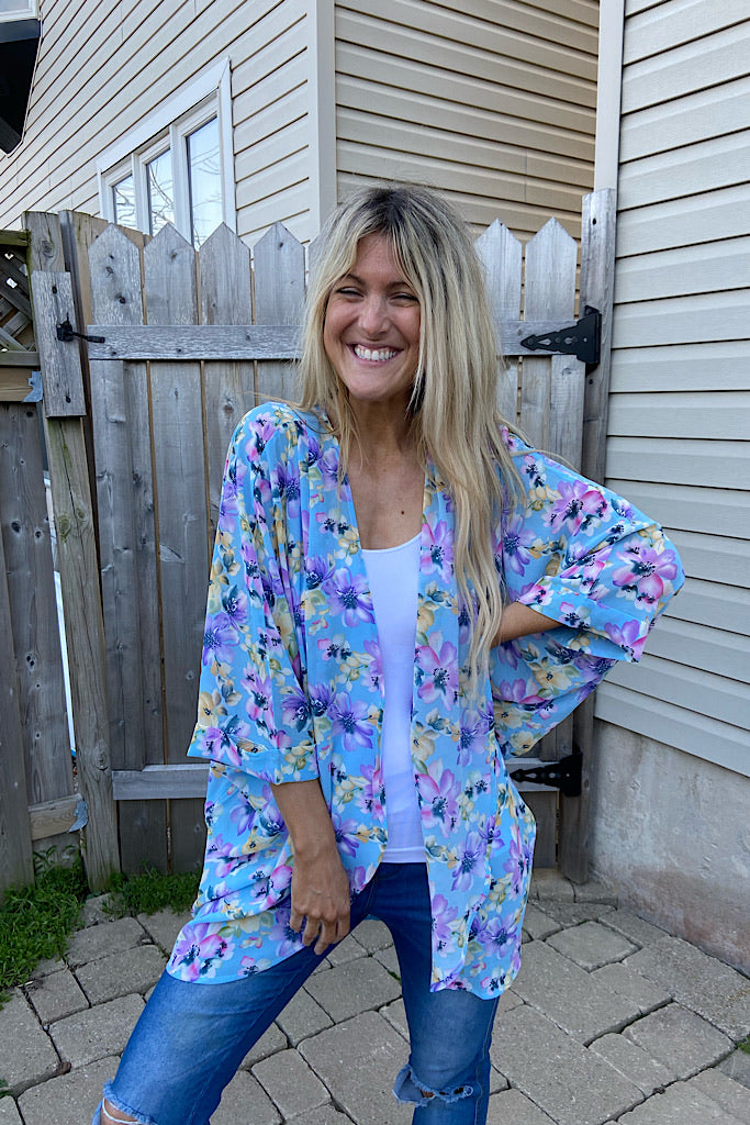 Baby Blue Florish Kimono