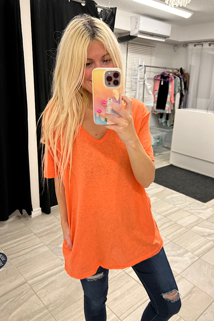 Coral Best Moments Pocket Cotton Mix Tee-SALE