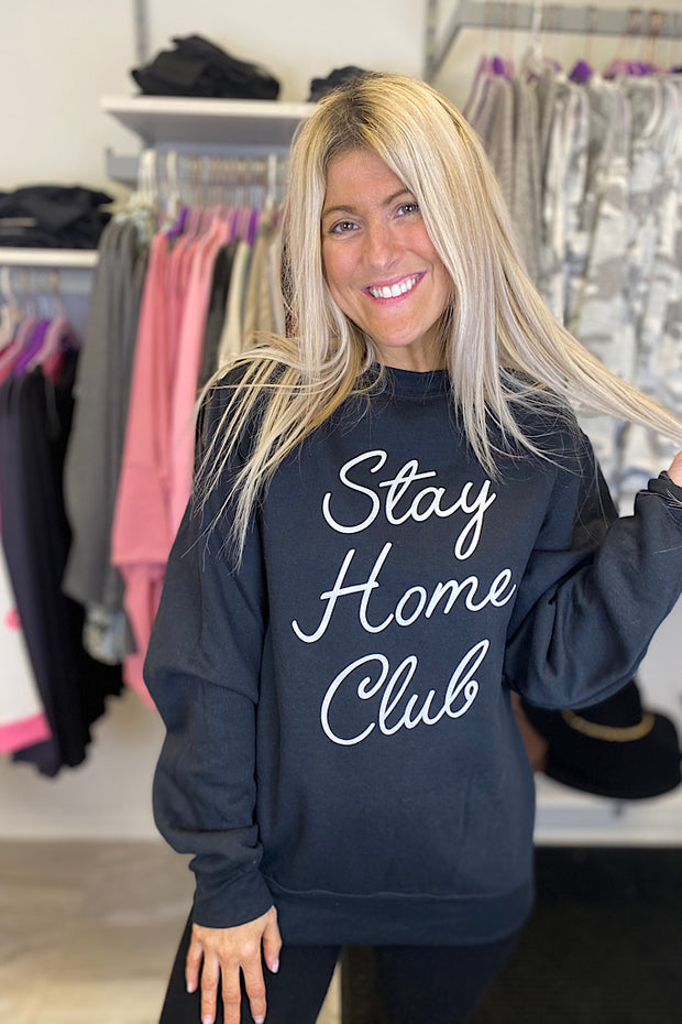 Stay Home Club Sweatshirt-Black
