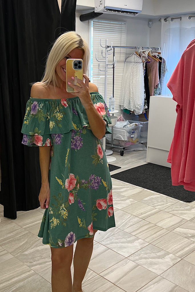 Aria Green Floral Summer Dress