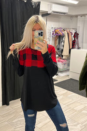 Sadie Black Plaid Colour Block Top
