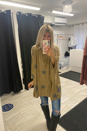 Star Taupe Mix Cowl Poncho Top